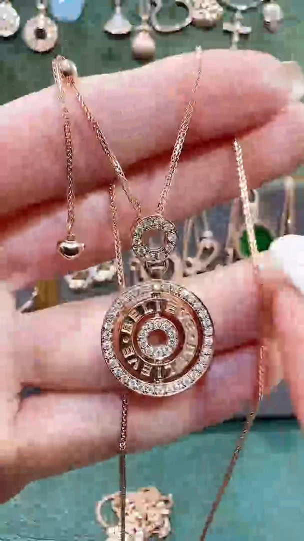 【闪购商品】钻石套链18K金镶嵌18K金钻石罗盘套链