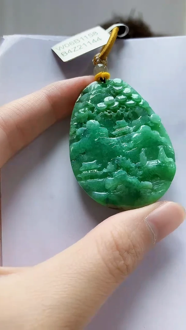 未镶嵌定制翡翠4688zm-毛货挂件山水95