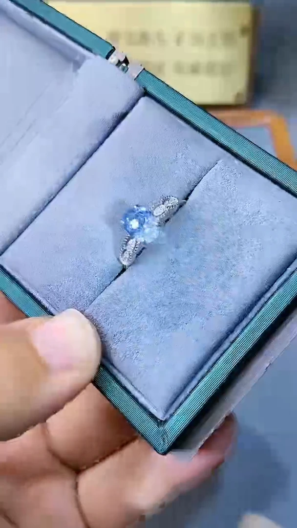 【闪购商品】海蓝宝石戒指银S925镶嵌12
