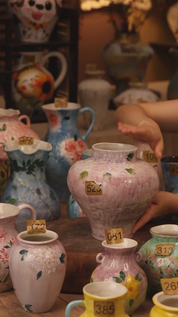 陶瓷523景德镇设计师手作花器摆件侘寂风
