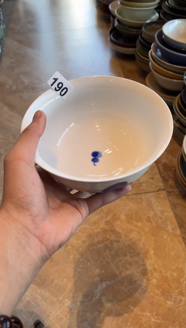 【闪购商品】瓷片190  微瑕手绘蓝葫芦面碗1个