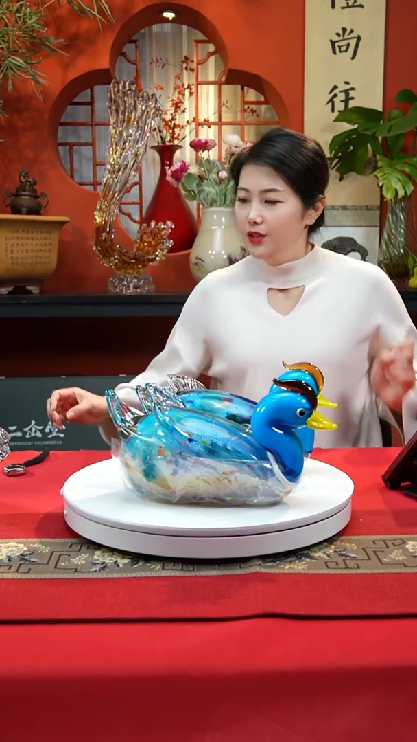 手工艺品琉璃鸳鸯一对