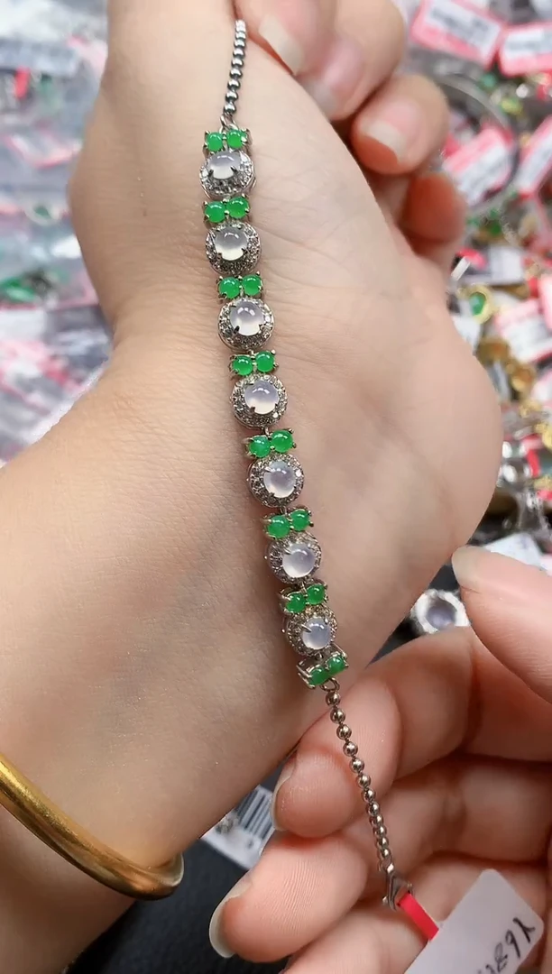 银S925镶嵌戒指翡翠天然A货缅甸翡翠