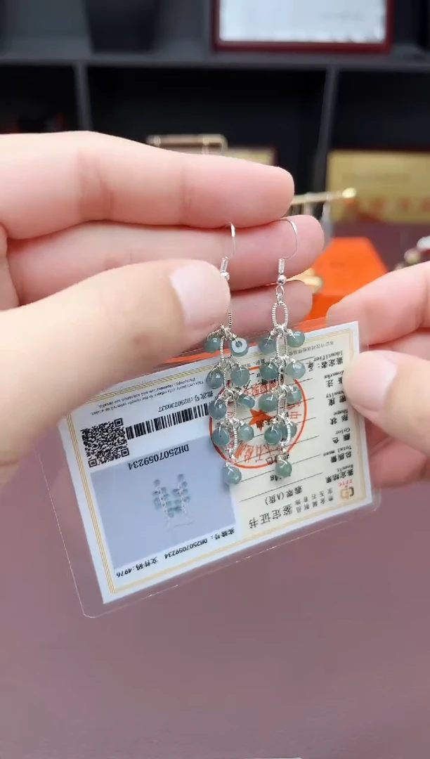 翡翠银S925镶嵌耳饰911000