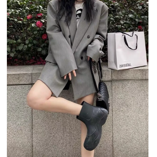 A5208宽松灰色韩版秋冬西装外套女装