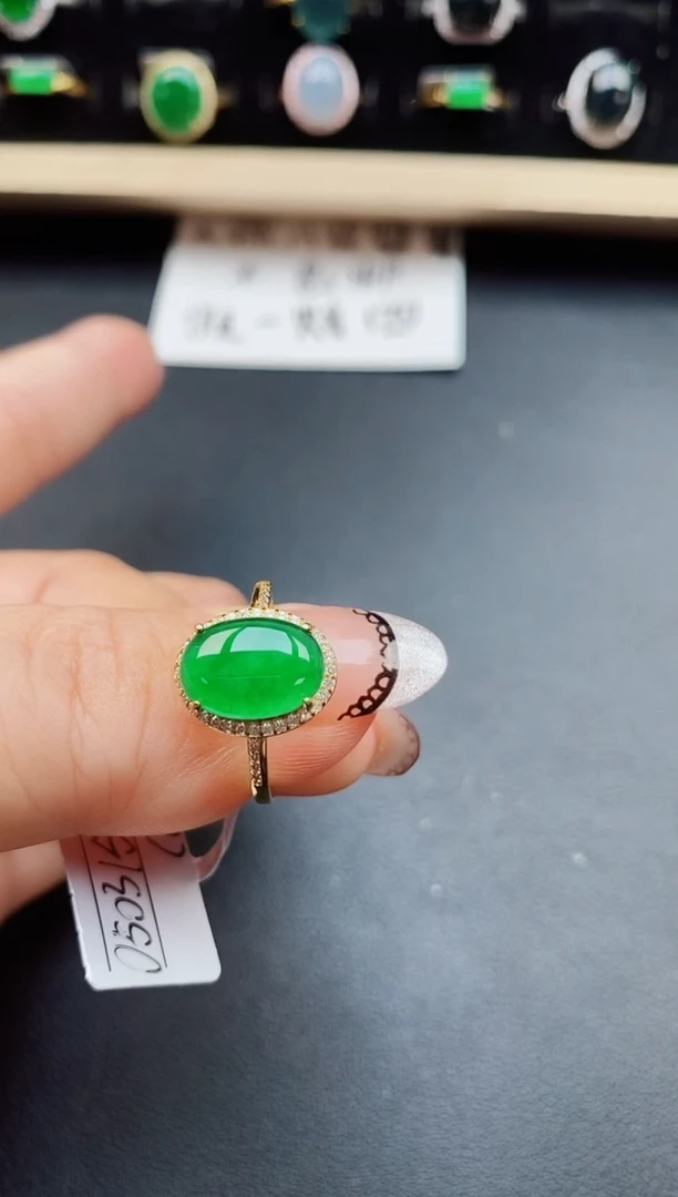 翡翠戒指银S925镶嵌5850