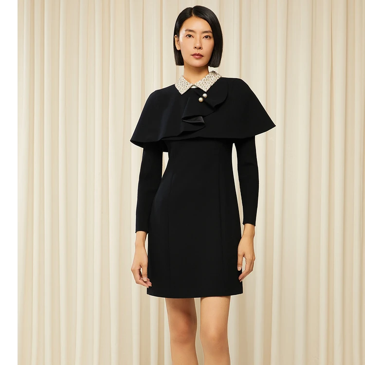 Song of Song歌中歌新可拆卸披肩领设计感连衣裙5C33505660