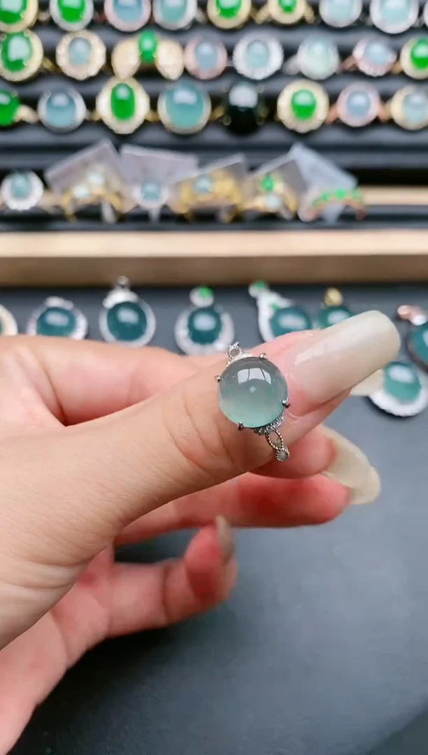 翡翠戒指银S925镶嵌111111