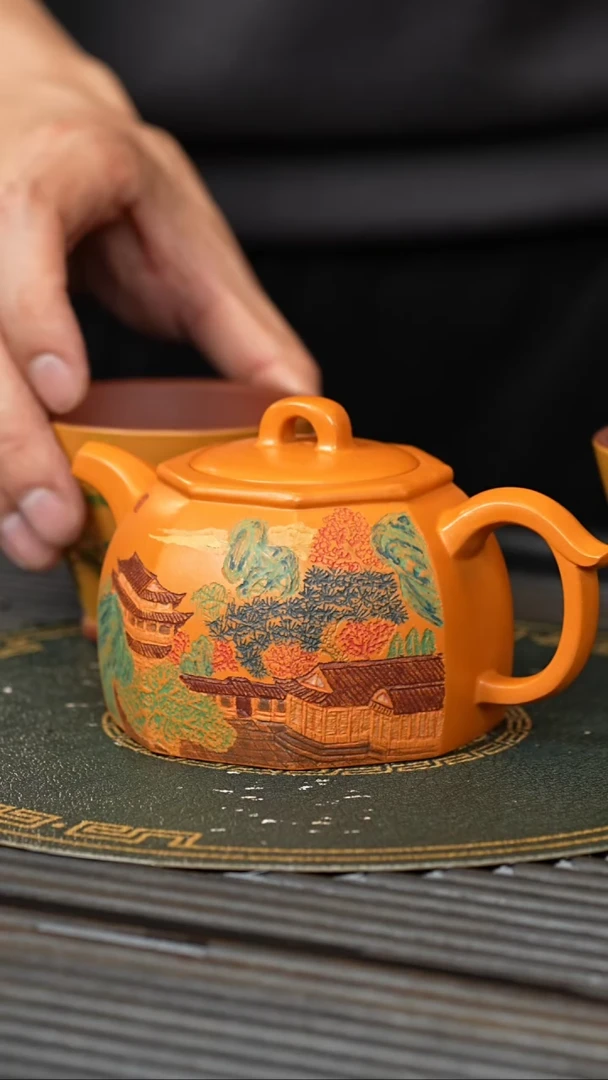 【闪购商品】紫砂茶壶SJK 橘黄砂 八方井栏