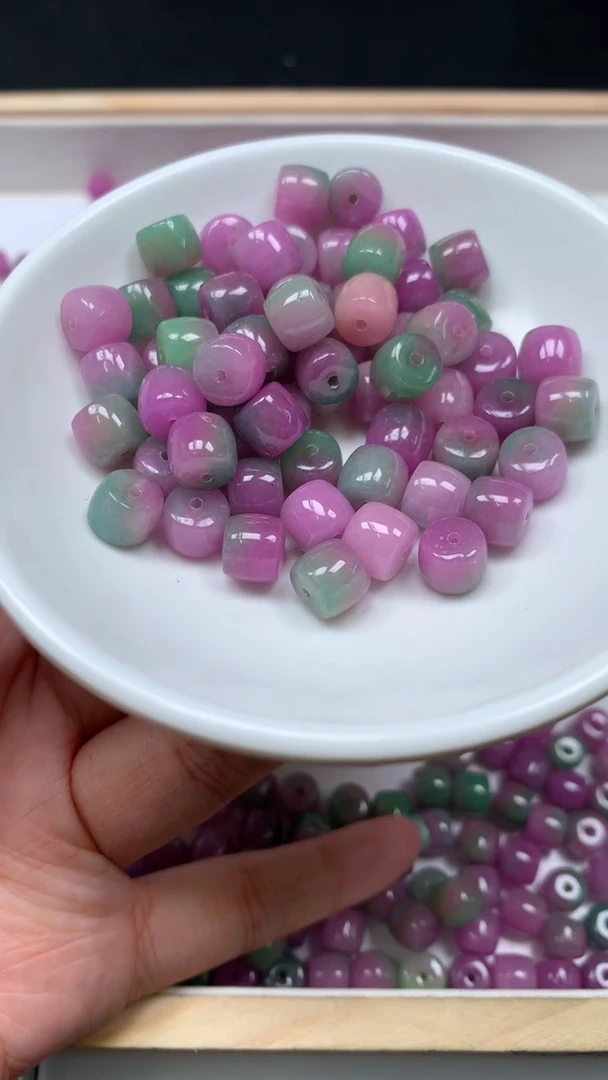 未镶嵌散珠石英岩玉E80 春 彩 玉老型7*8mm25颗9.9元