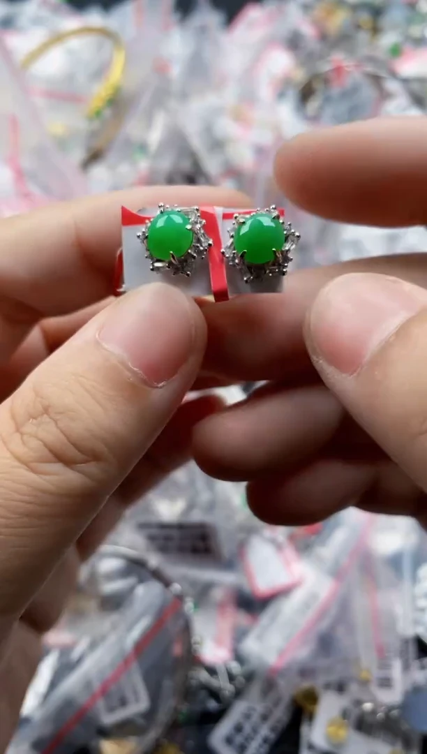 翡翠戒指银S925镶嵌5555---6