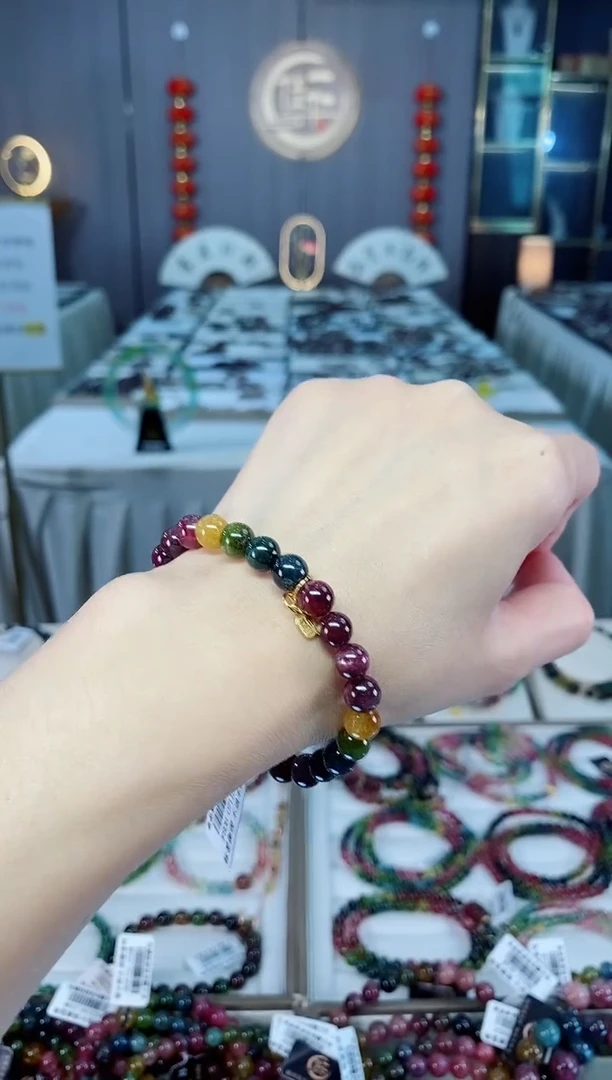 未镶嵌老矿碧玺单圈手串7mm+碧玺hon多样性发一条