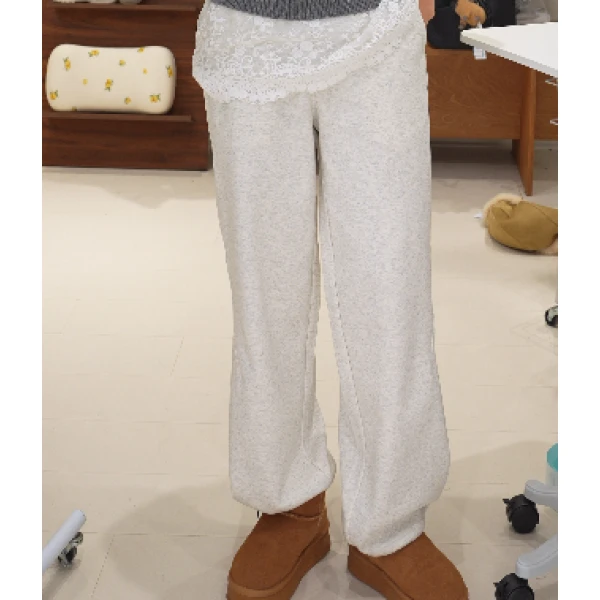 052367 灰白色加绒运动裤