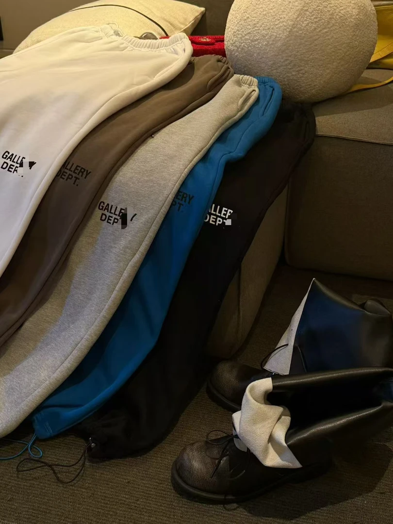 Dami 百搭休闲裤时尚高腰刺绣松紧腰纯色秋冬加绒长裤