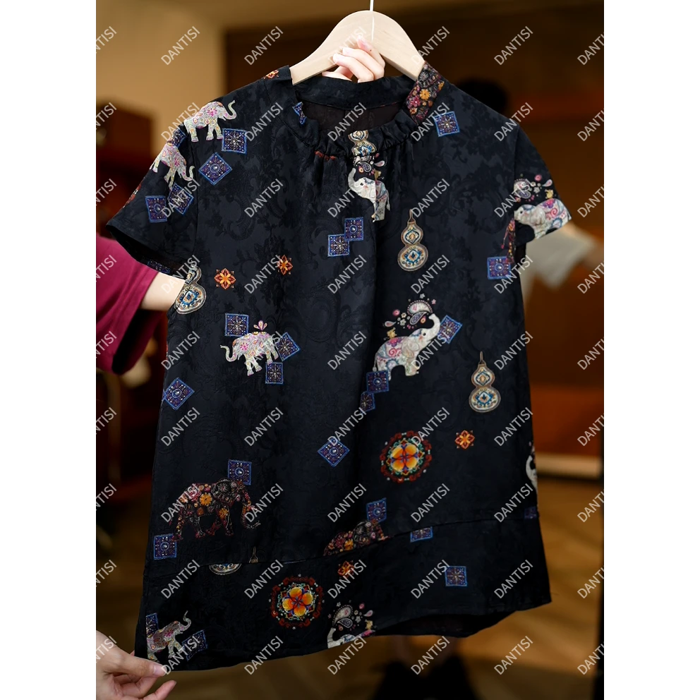 民族风彩《非遗美学》1341复古国风提花时尚减龄短袖