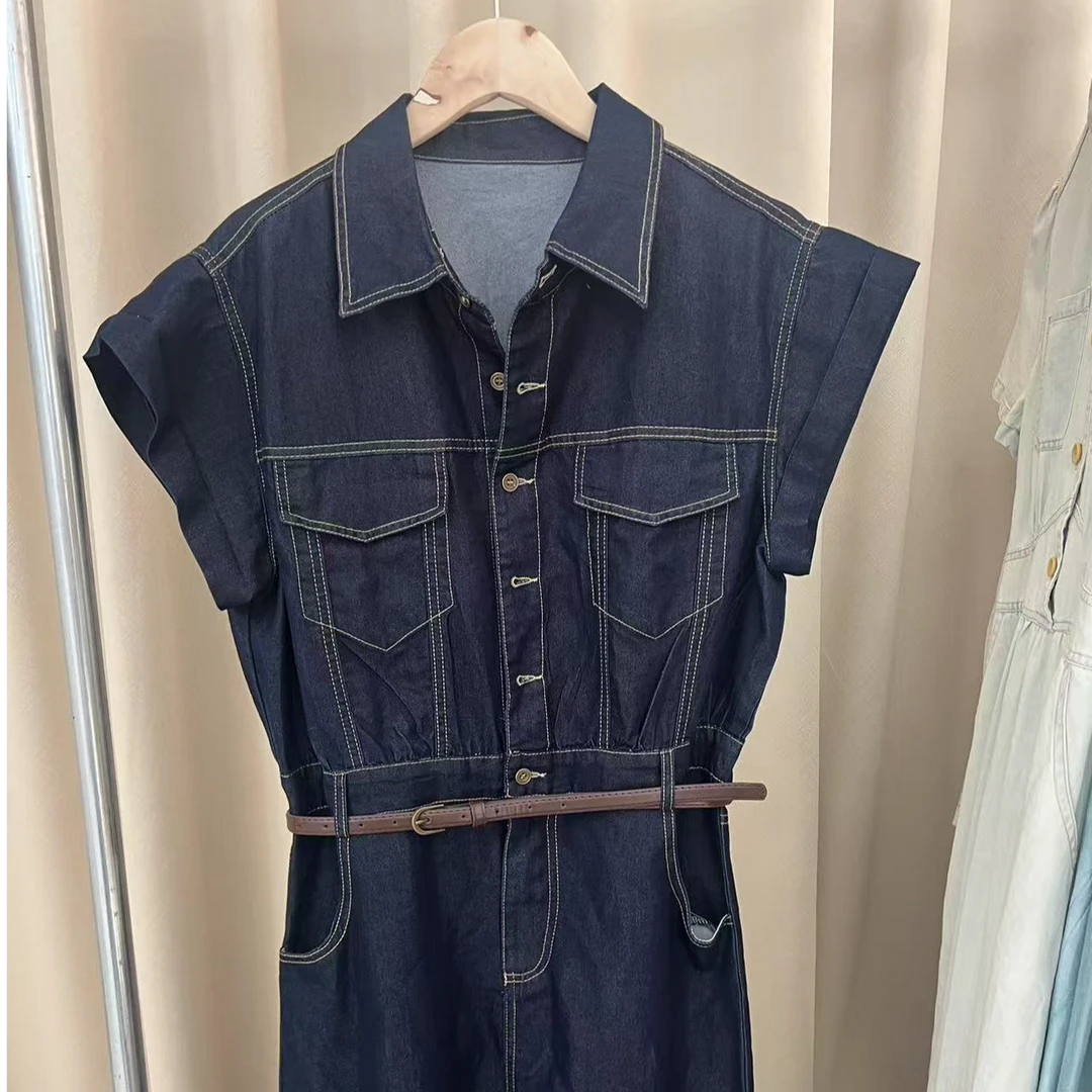 气质简约牛仔连体衣