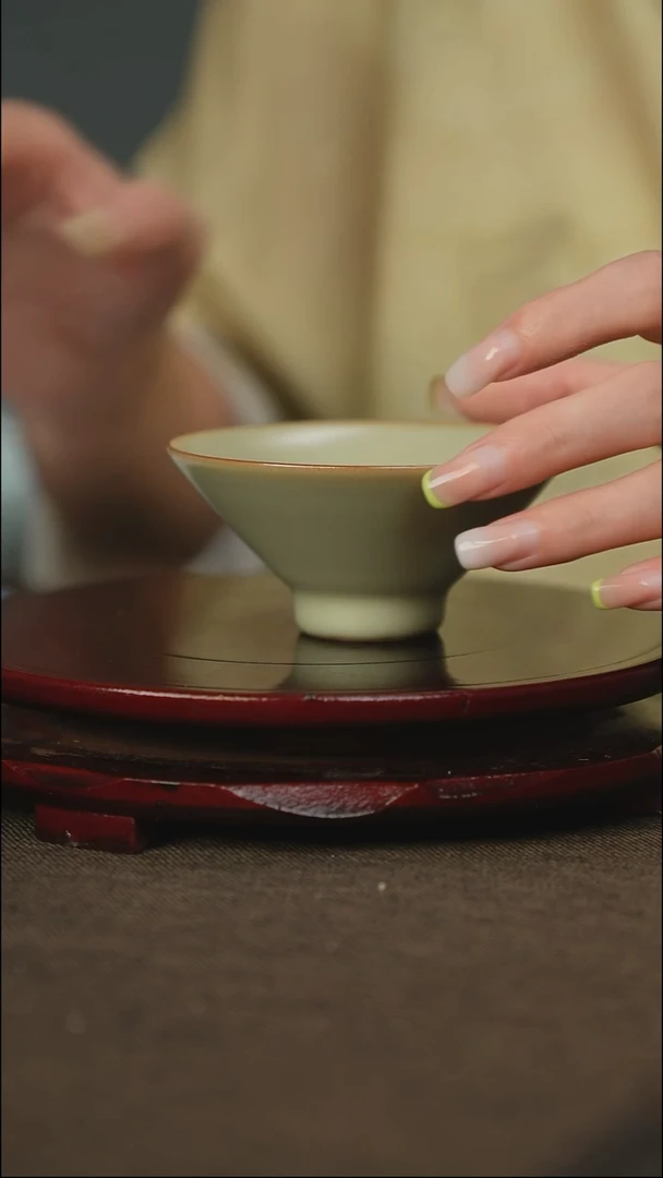粉青 小斗笠 带底款