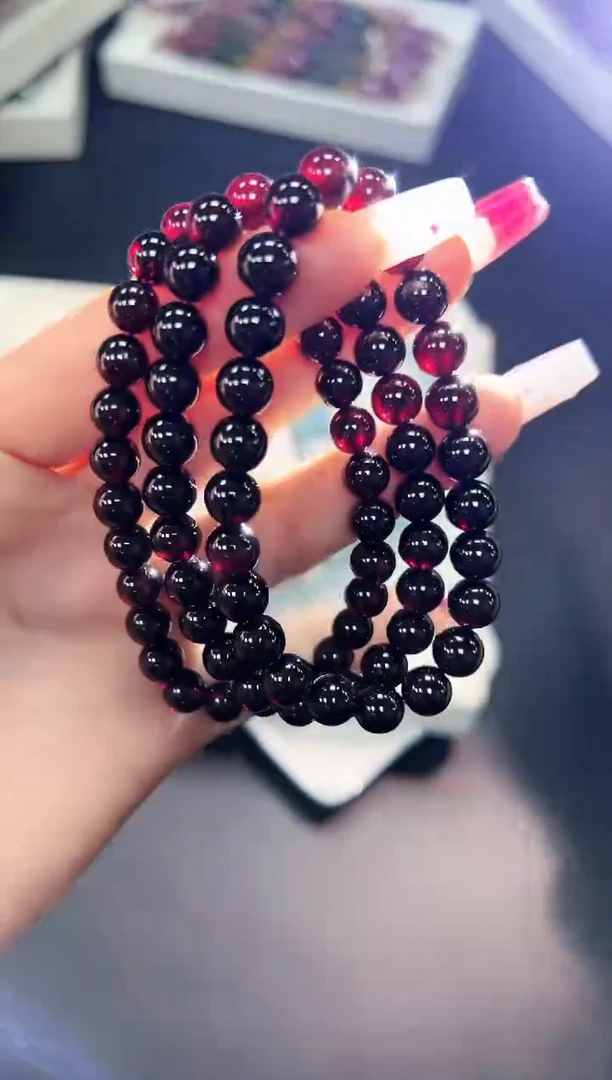 【闪购商品】石榴石手串未镶嵌17q多样性发其一/1条默认微瑕