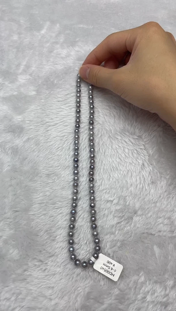 项链银S925镶嵌海水珍珠AK真多麻6-6.5mm