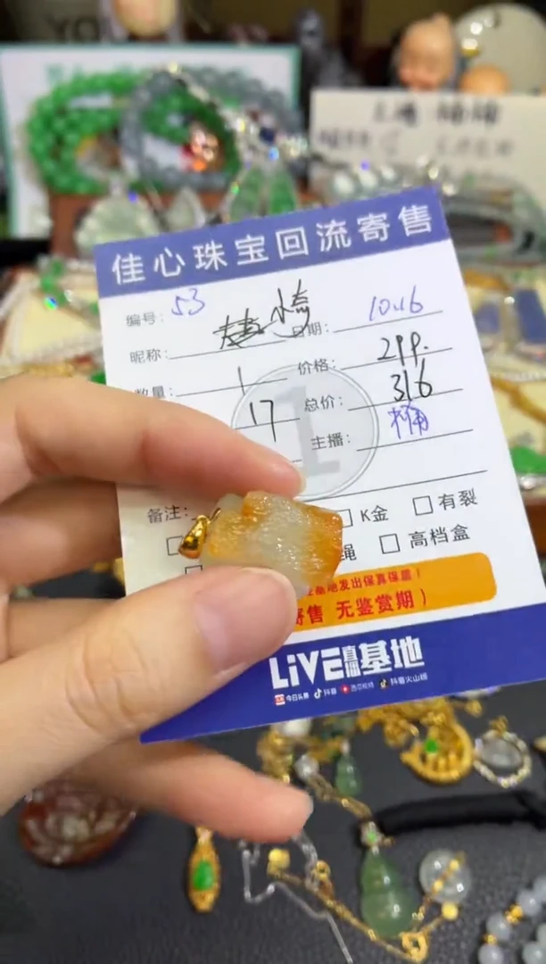 颈饰18K金镶嵌翡翠小***?翡翠——1016053
