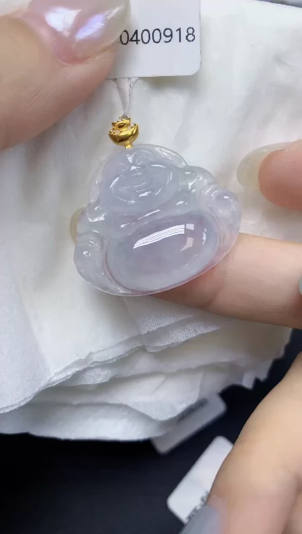 翡翠18K金镶嵌颈饰天然缅甸翡翠A货