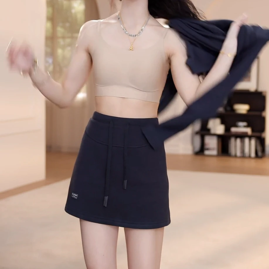 2025春夏新款抽绳A字高腰半身裙 半裙 休闲短裙子LK2501841