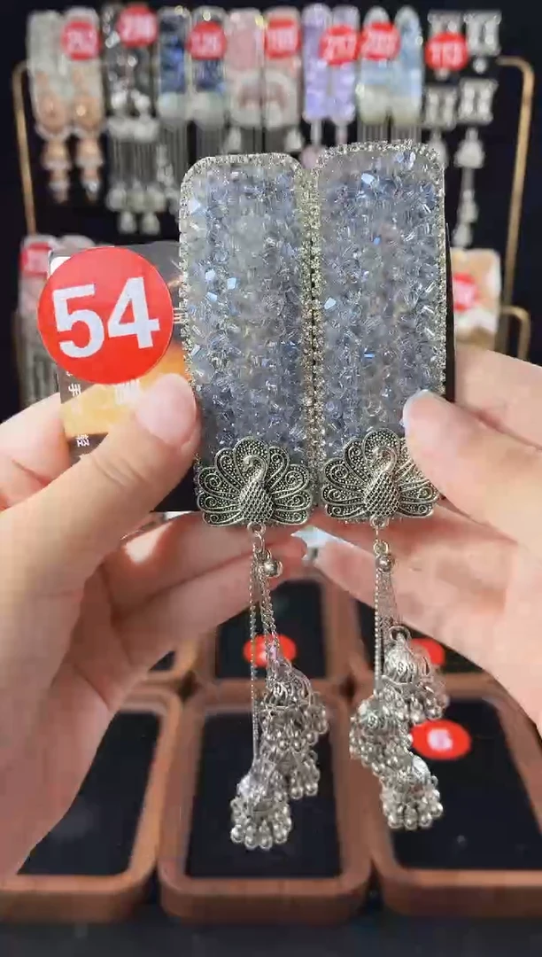 仿水晶铁合金54原创发夹一对倒夹