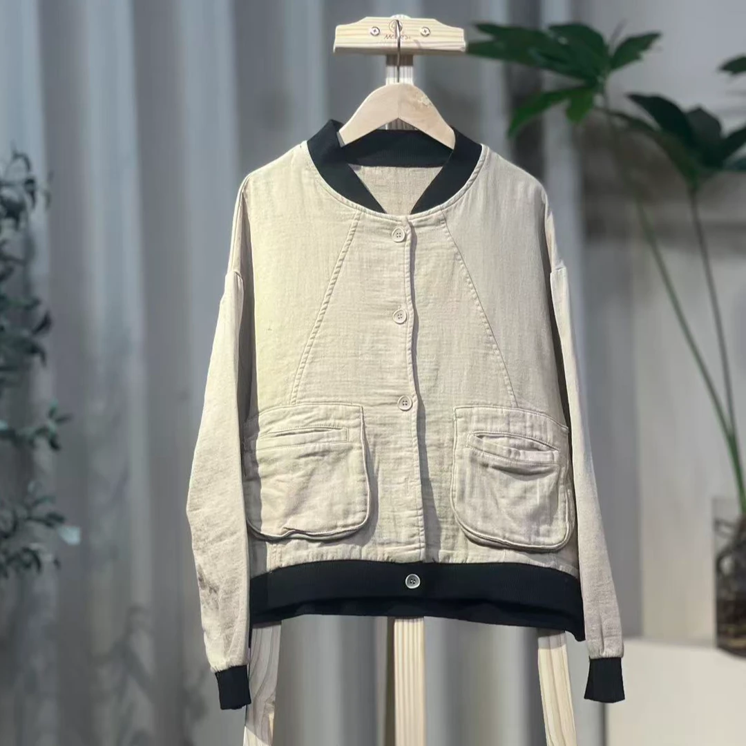 斜纹麻棒球服外套91102