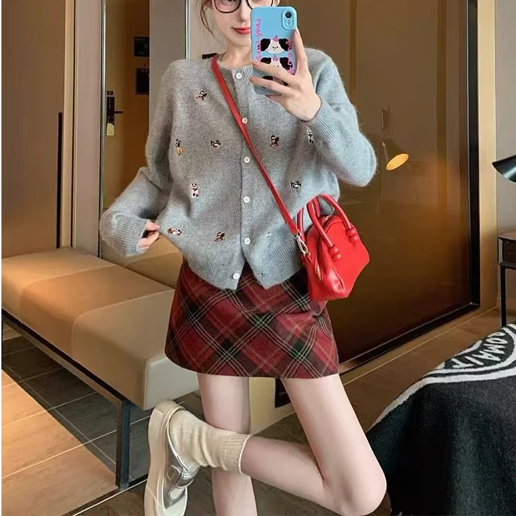 【大码】311毛衣外套女秋冬新款韩系穿搭爆款刺绣针织开衫上衣