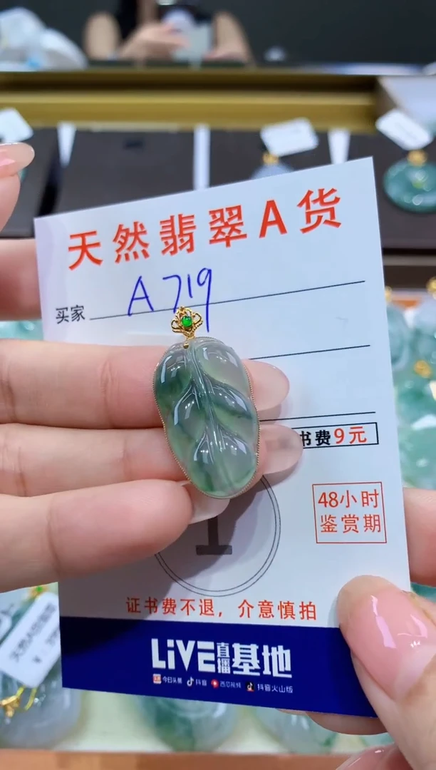 颈饰18K金镶嵌翡翠天然翡翠A货挂件