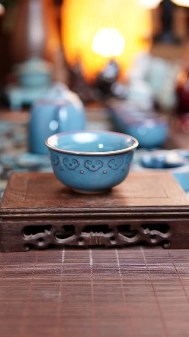 青蓝洒金 祥云茶漏