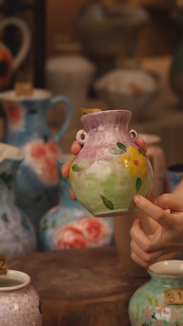 陶瓷081景德镇设计师手作花器摆件侘寂风