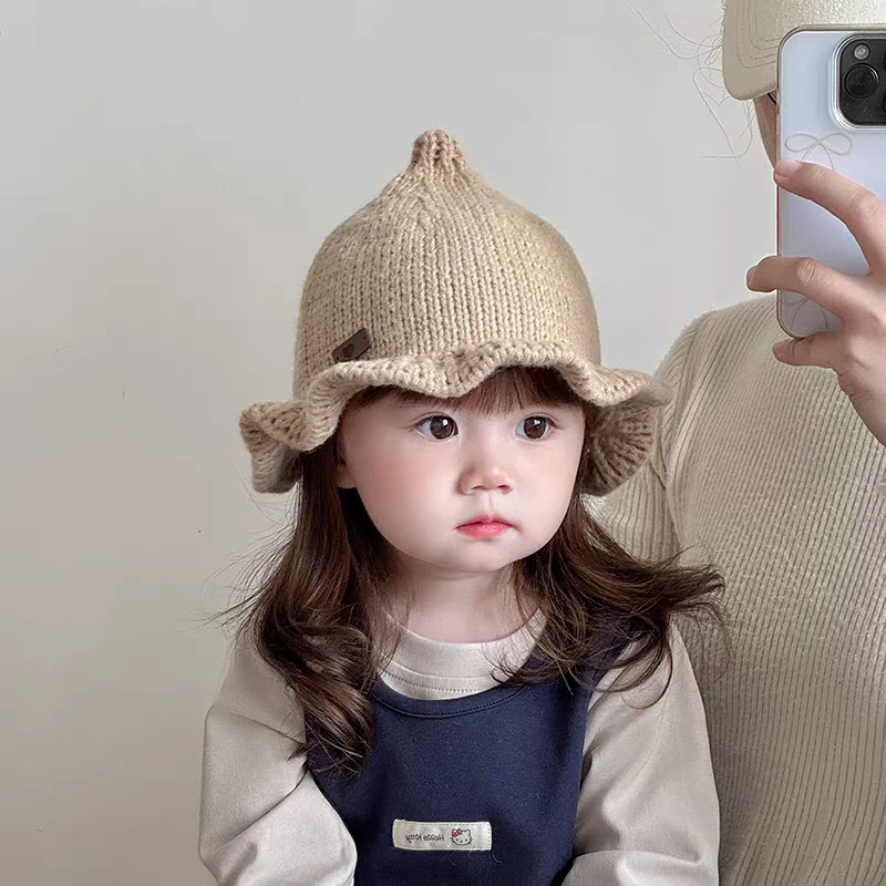 儿童帽子秋冬新款毛线帽可爱韩版洋气针织盆帽宝宝加厚保暖套头帽