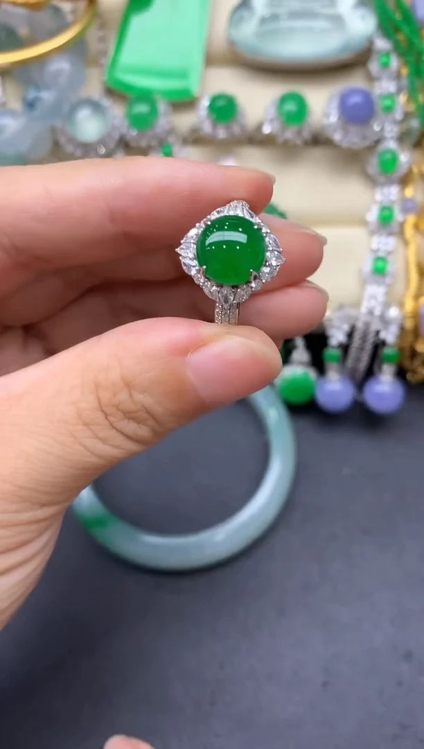 翡翠戒指18K金镶嵌220-中国好珍宝