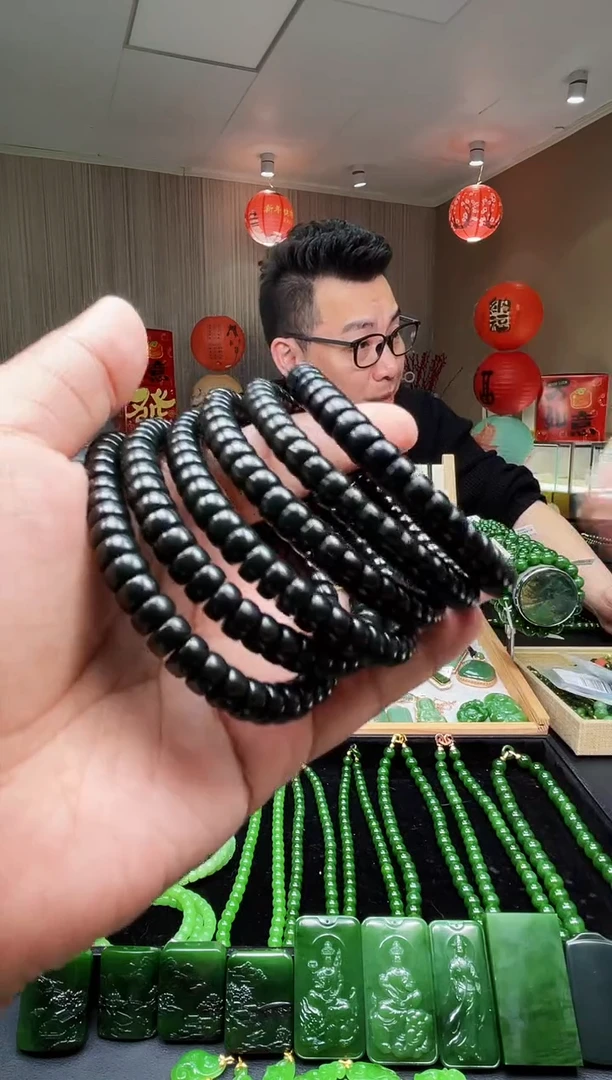 【闪购商品】和田玉（青玉）手串未镶嵌药片珠单圈多样性发一