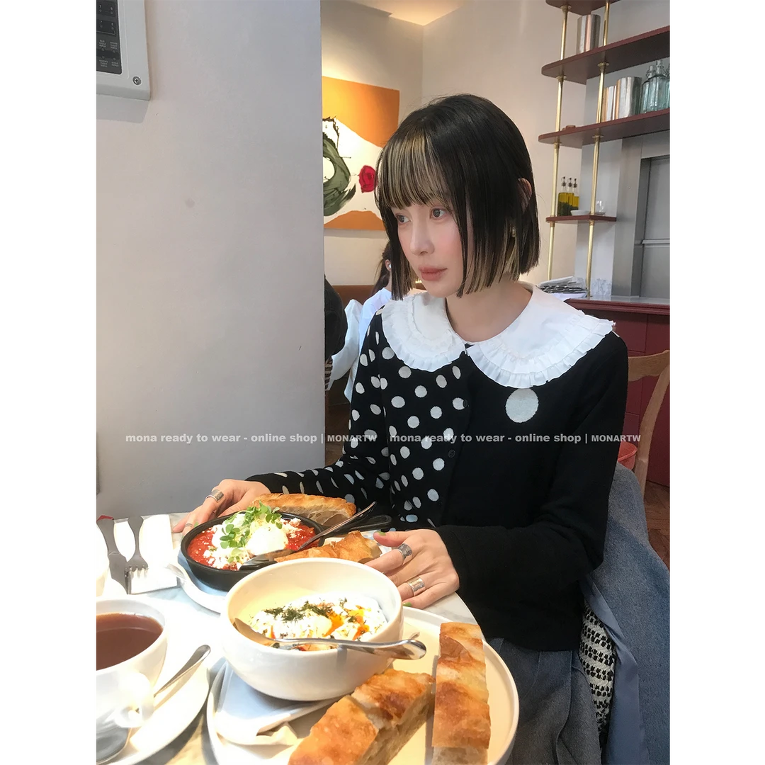 【Mona张绮贤】MONA 31羊毛 波点正反两穿毛衣女 O125S08312