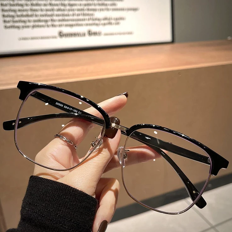 2025款时尚TR金属眼镜复古半框防蓝光眼镜个性休闲眼镜架免费配镜
