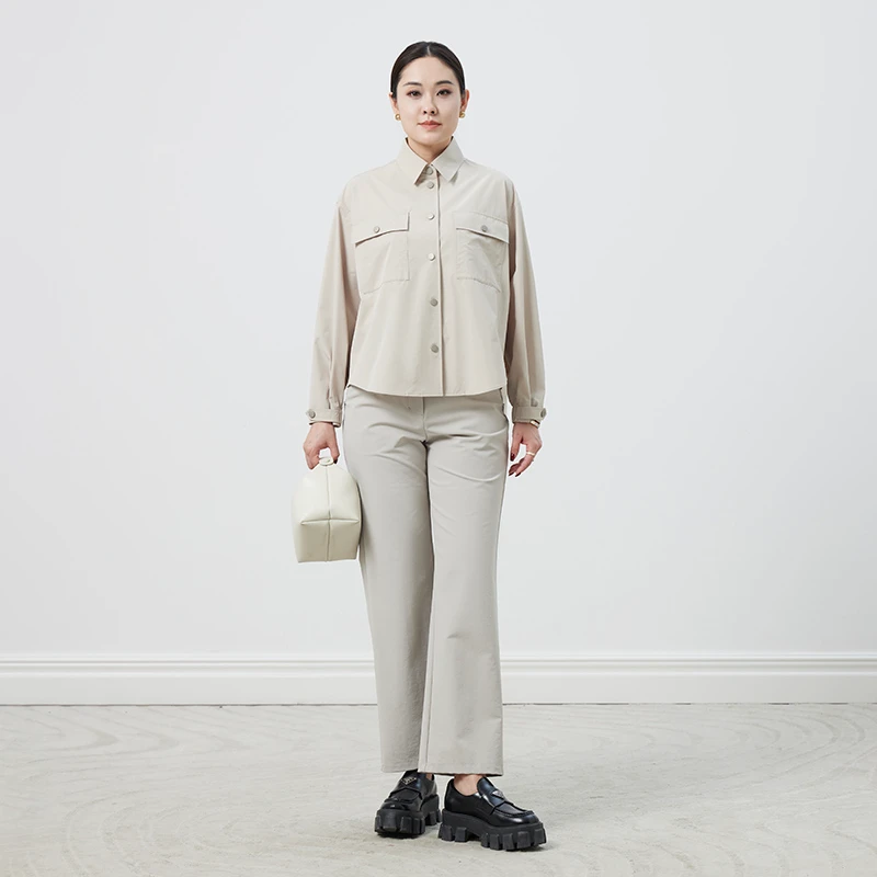 CLASSY SANONG萨侬女装春季新款经典日常通勤翻领百搭短上衣