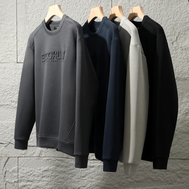 香港单 男士秋季户外莱塞尔太空棉圆领3d立体印花长袖卫衣上衣