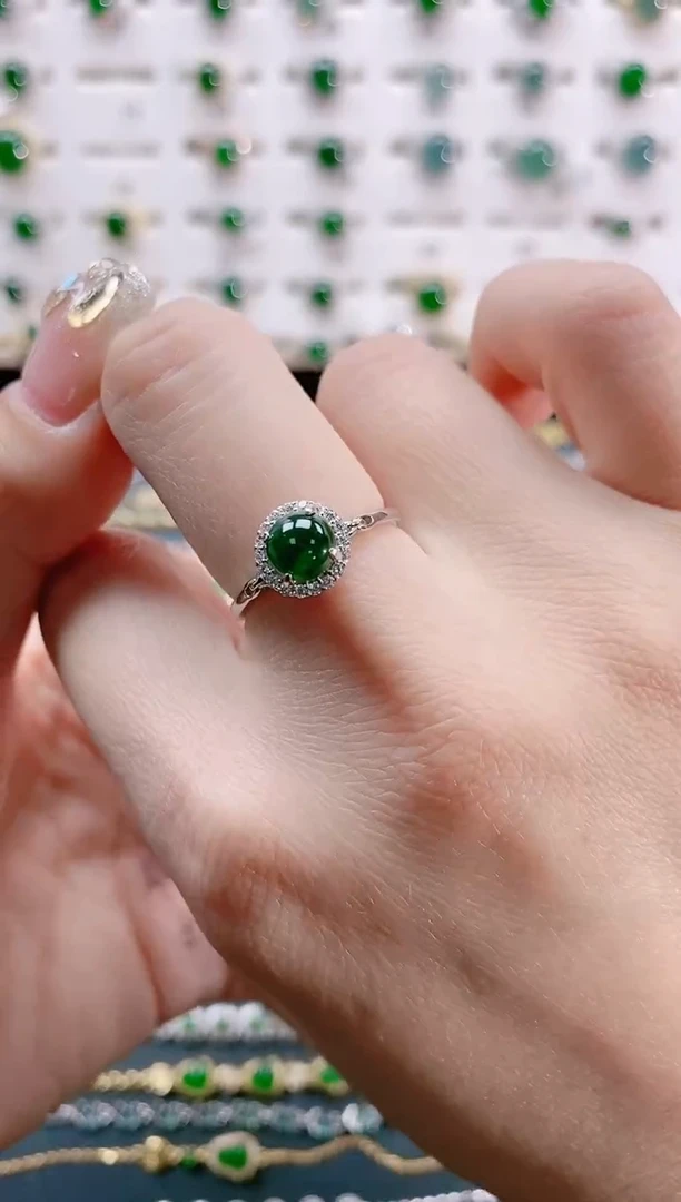 【闪购商品】翡翠戒指银S925镶嵌天然翡翠