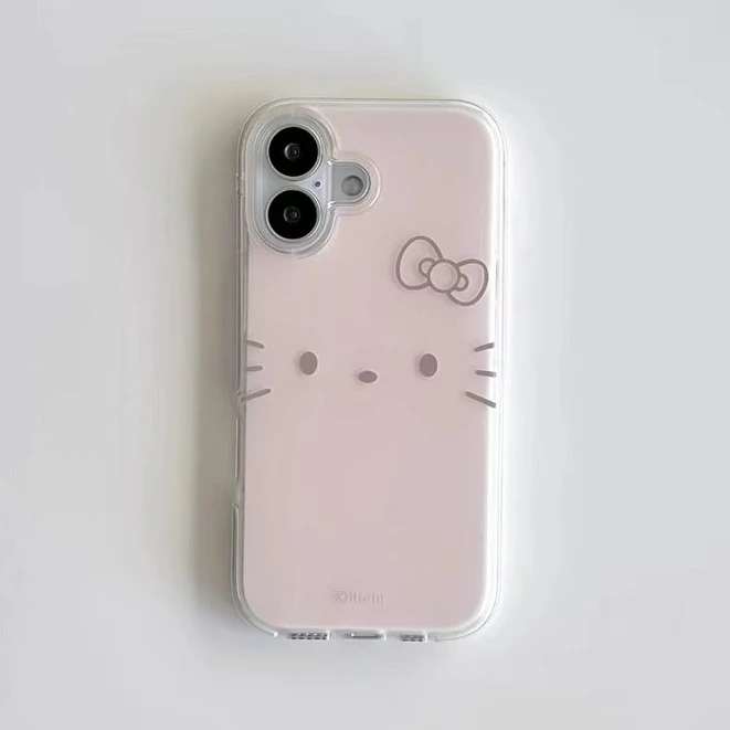 奥菲顿淡粉kitty表情适用iPhone17/16大孔手机壳华为vivo小米oppo