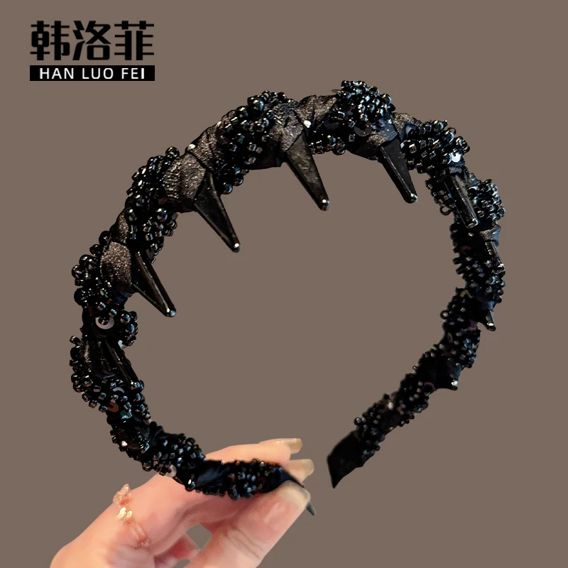 2025年新款丝绒波浪珠珠发箍女高颅顶头箍女款洗脸防滑压发卡发捆