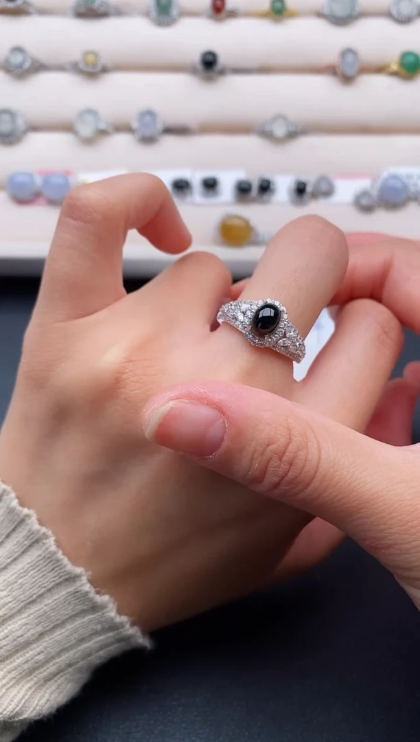 银S925镶嵌戒指翡翠111111111+9