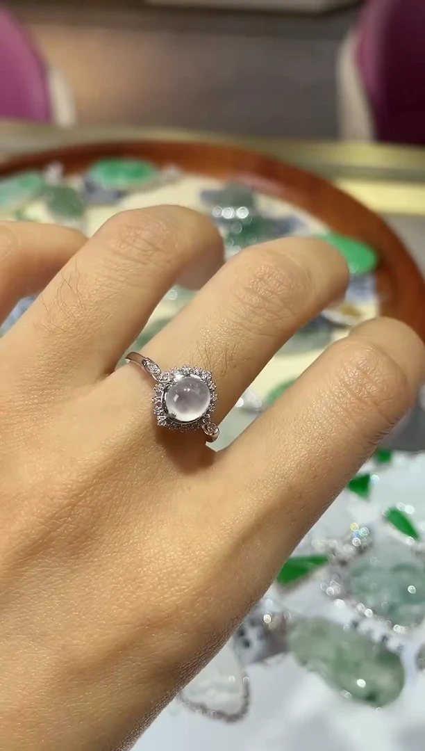 18K金镶嵌定制翡翠兰*2戒指