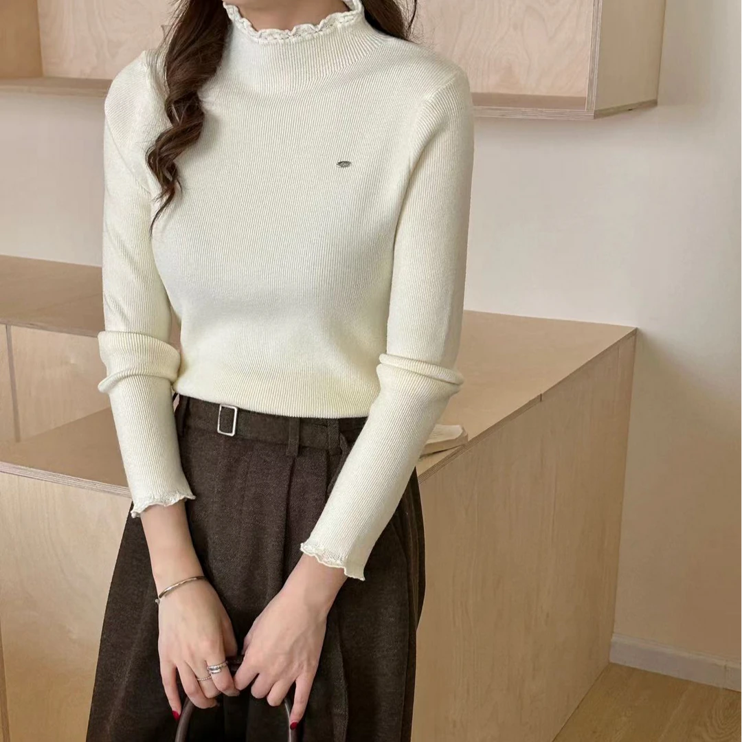 【十一严选】2821木耳边百搭减龄加厚打底衫