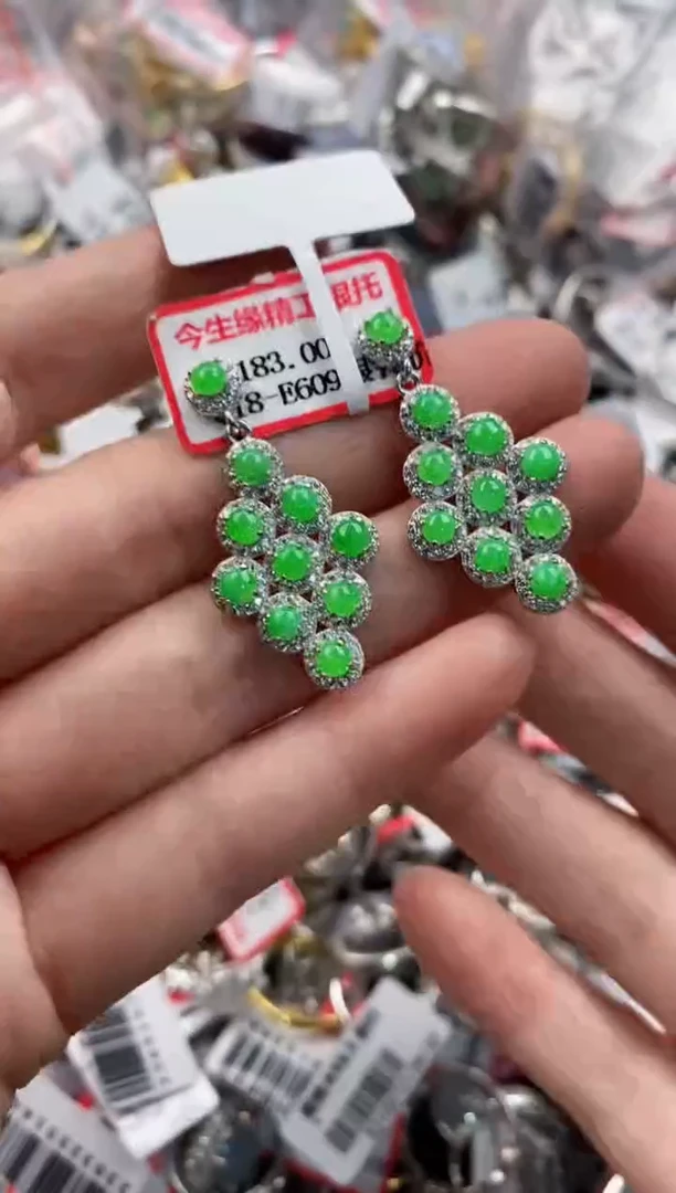 银S925镶嵌戒指翡翠444----7