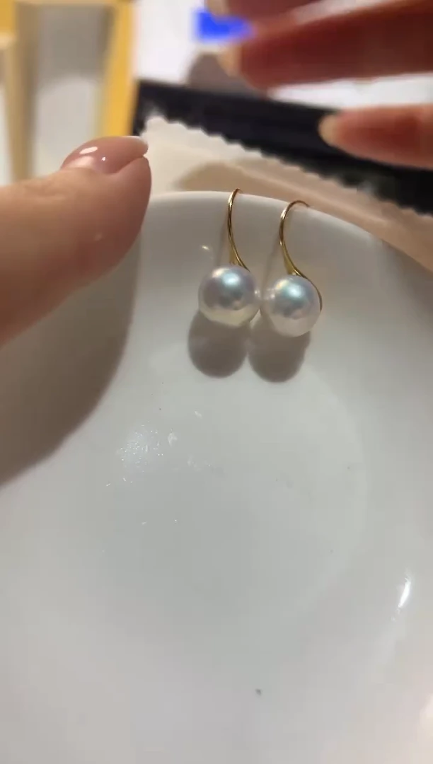 银S925镶嵌耳钩淡水珍珠1
