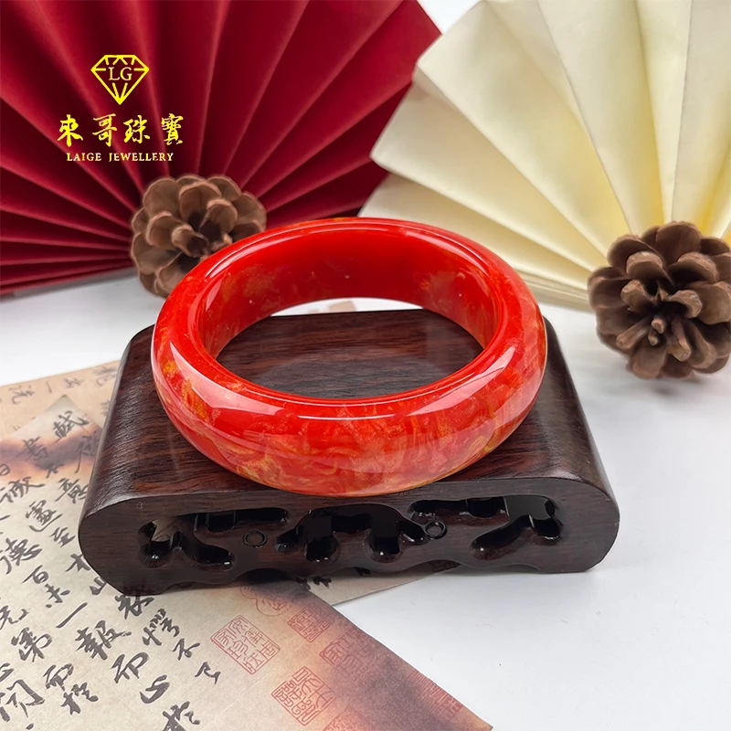 年终狂欢【来哥珠宝】赤红鎏金红景天轮胎手镯