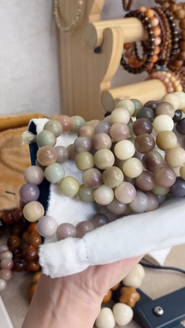 菩提根/象牙果手串x35紫美人干磨苹果14*15瑕疵随机