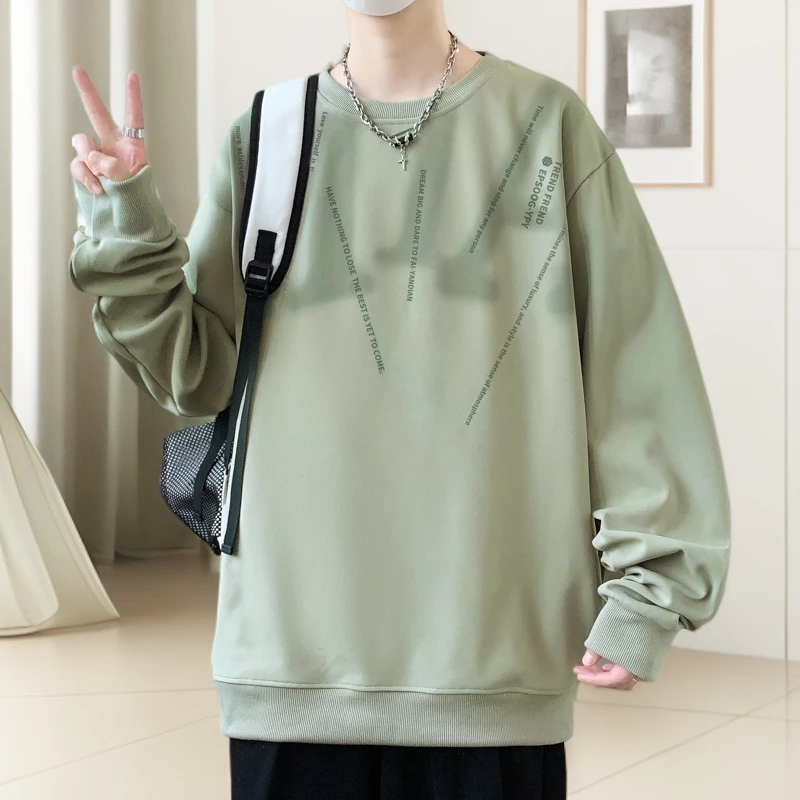 圆领卫衣男春秋休闲宽松长袖T恤男士潮流港风帅气百搭打底衫上衣